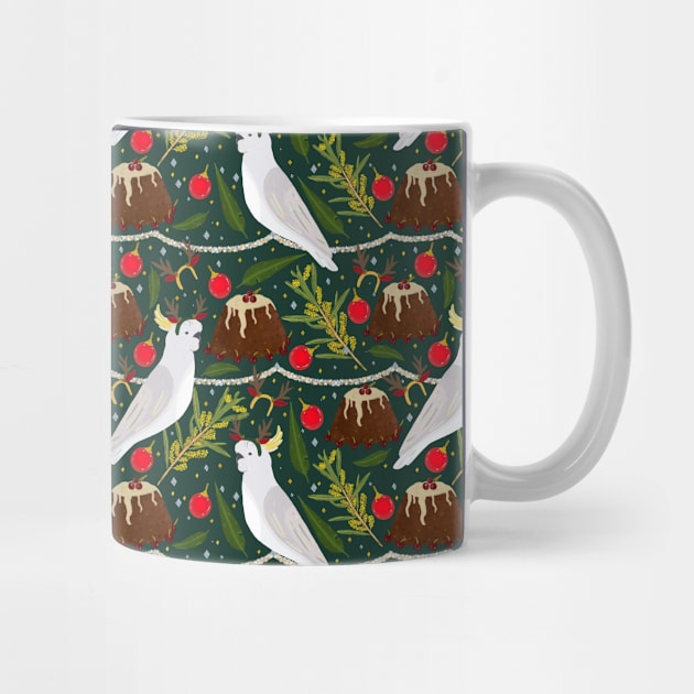 Christmas Sulfur Crested Cockatoo Fruit Pudding by LozzieElizaDesigns